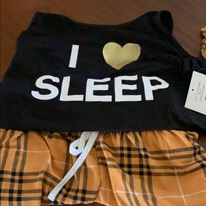 Tank and flannel pjs with two matching hair ties